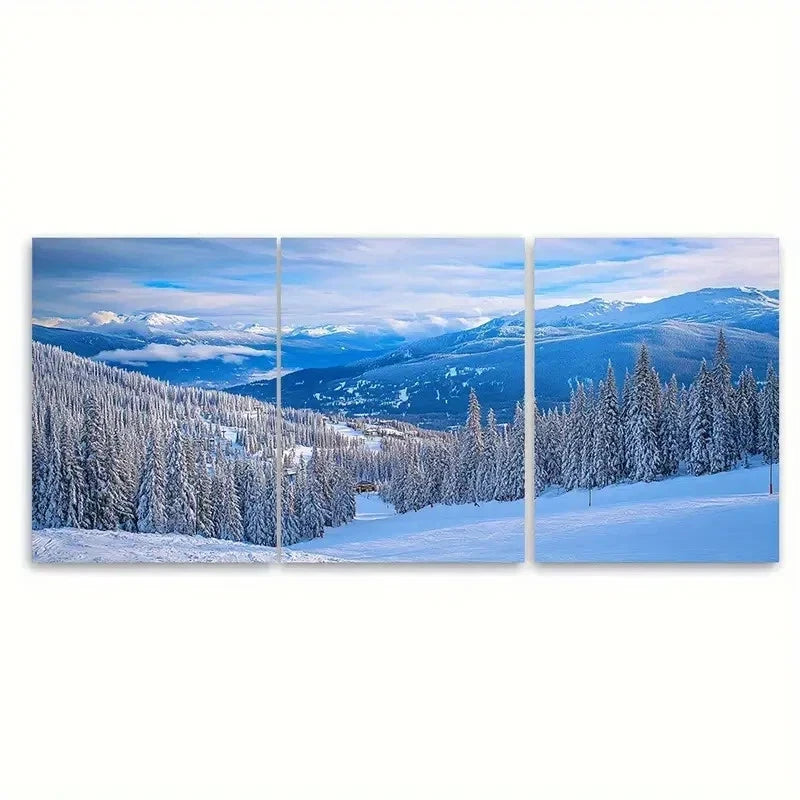 3pcs Big White Ski Resort Capturing Canada KL  Wall Art Set Canvas Framed 60x90cm - High Quality Print 100% Australian Made Wall Canvas Ready to Hang - Bella Home Decor