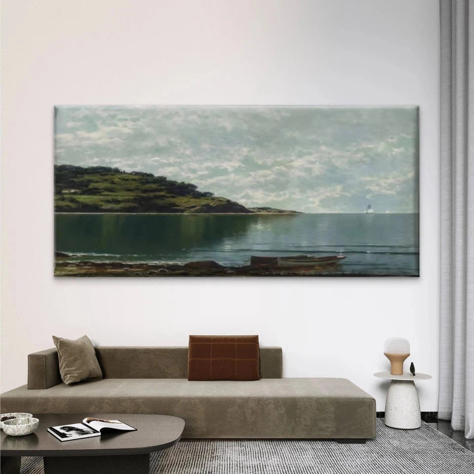 Boats & Island Seascape Wall Art Canvas Office Home Room Framed 120x60cm