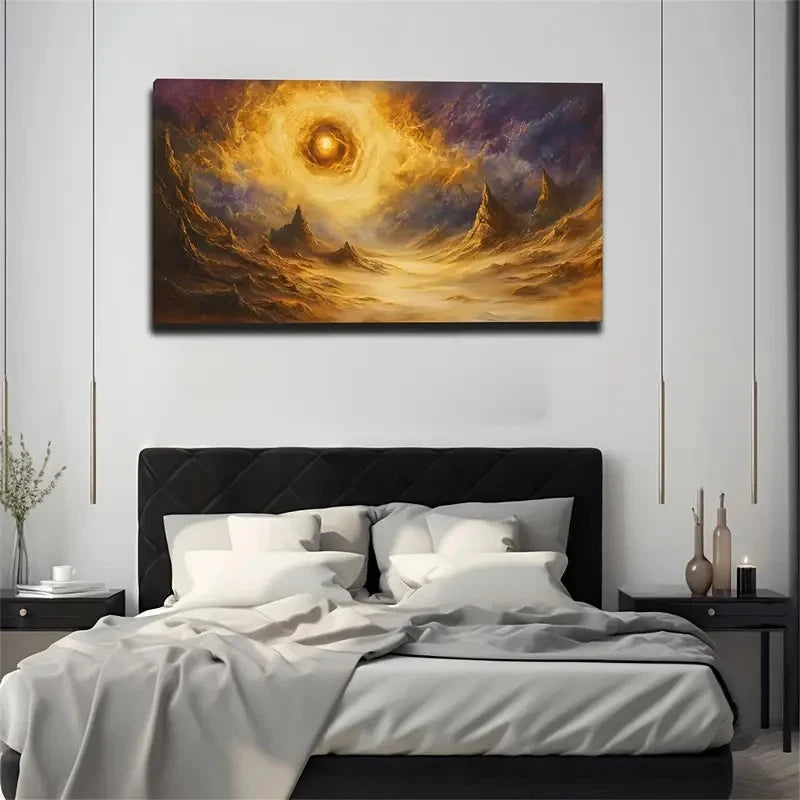 Doomsday Planet Spray Wall Art Canvas Office Home Room Framed 120x60cm