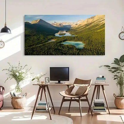 Serene Alberta Valley Mountains Wall Art Canvas Office Home Room Framed 120x60cm