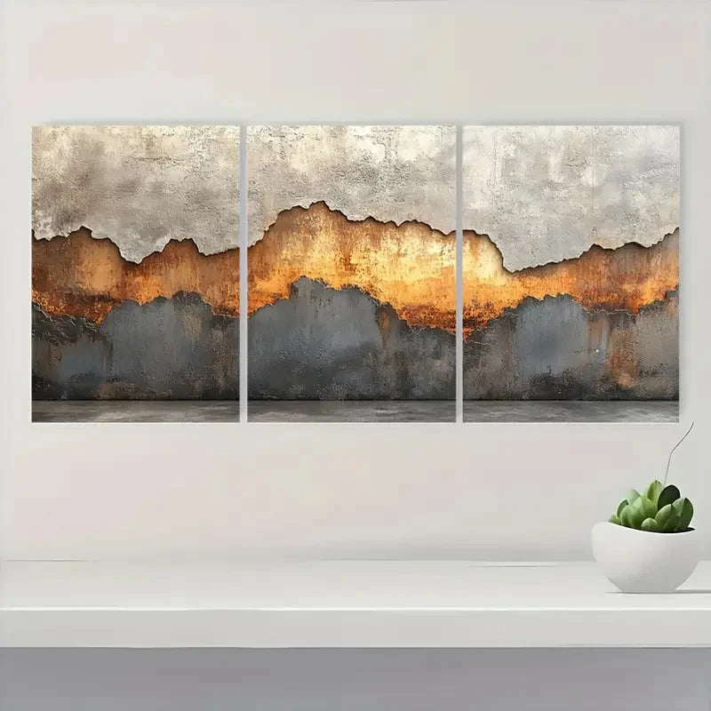 3pcs Brown Wabi Sabi Abstract Textured ti Wall   Wall Art Set Canvas Framed 40x60cm - High Quality Print 100% Australian Made Wall Canvas Ready to Hang - Bella Home Decor