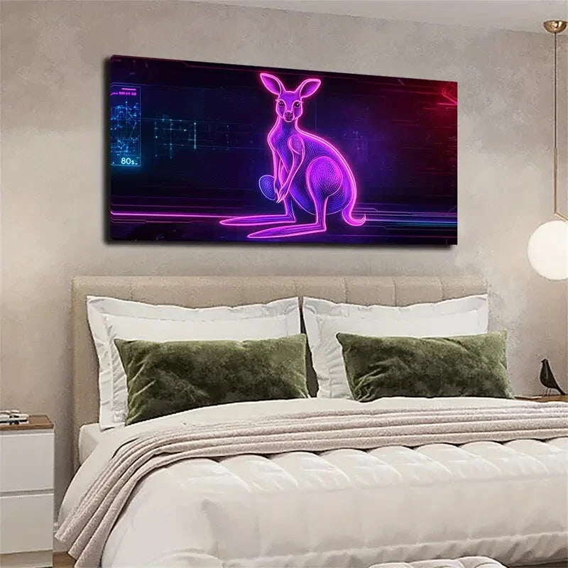Outline The Contour Kangaroo Wall Art Canvas Office Home Room Framed 120x60cm - Bella Home Decor