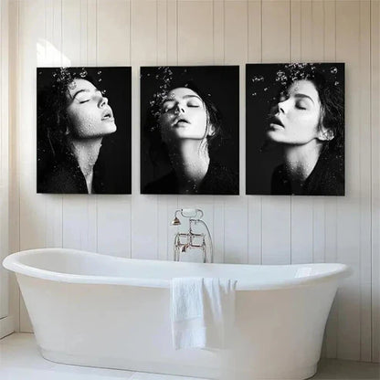 3pcs Elegant Woman with Water Bubbles Perfect Wall Art Canvas Unframed - High Quality Print 100% Australian Made Wall Canvas