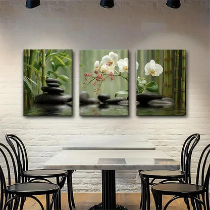 3pcs Tranquil Zen Garden Wall Art Set  TZ  Wall Art Set Canvas Framed 60x90cm - High Quality Print 100% Australian Made Wall Canvas Ready to Hang