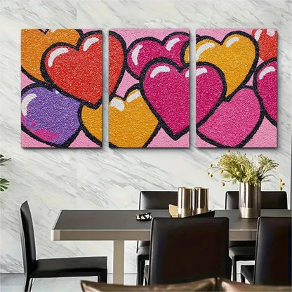 3pcs Preppy Heart Aesthetic Retro Perfect Wall Art Set Canvas Framed 50x70cm - High Quality Print 100% Australian Made Wall Canvas Ready to Hang