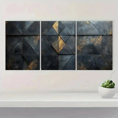 3pcs Black Gray Polygons Abstract Q    Wall Art Set Canvas Framed 60x90cm - High Quality Print 100% Australian Made Wall Canvas Ready to Hang - Bella Home Decor