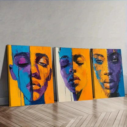 3pcs Different Faces Wall Art Set Canvas Framed 40x60cm - High Quality Print 100% Australian Made Wall Canvas Ready to Hang - Bella Home Decor