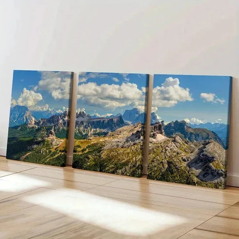 3pcs Mountains Valleys and Hills Landscape Wall Art Set Canvas Unframed - High Quality Print 100% Australian Made Wall Canvas