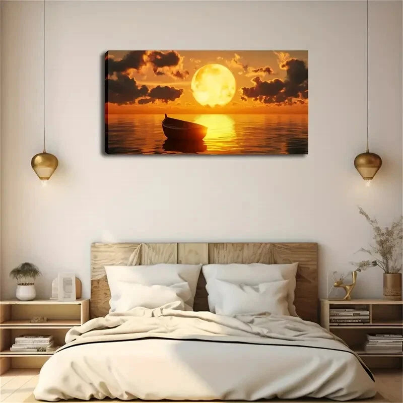 Sunrise Reflection On The Sea Wall Art Canvas Office Home Room Framed 120x60cm - Bella Home Decor
