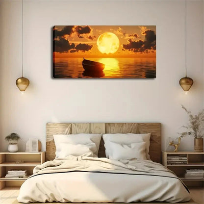 Sunrise Reflection On The Sea Wall Art Canvas Office Home Room Framed 120x60cm - Bella Home Decor