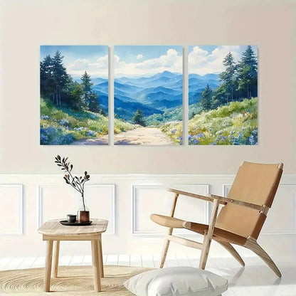 3pcs Blue Ridge Parkway Appalachian Perfect Wall Art Set Canvas Framed 40x60cm - High Quality Print 100% Australian Made Wall Canvas Ready to Hang - Bella Home Decor