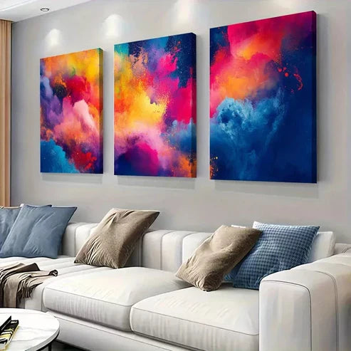 3pcs Modern Abstract Colorful Gradient Wall Art Canvas Unframed - High Quality Print 100% Australian Made Wall Canvas