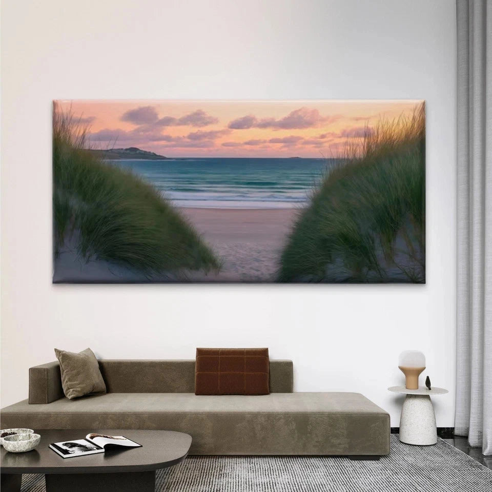 Minimalist Sunset Beach Wall Art Canvas Office Home Room Framed 120x60cm