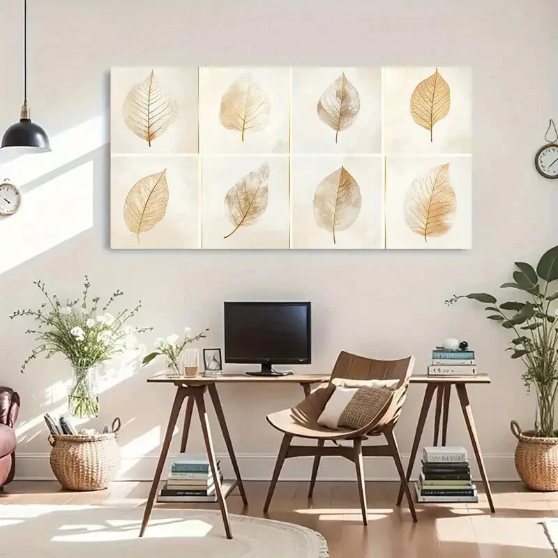 Autumn Leaf Horizontal Décor Wall Art Canvas Office Home Room Framed 120x60cm - Bella Home Decor