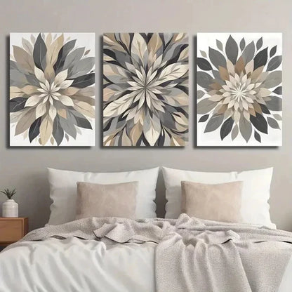 3pcs Beige Botanical Flowers Decor Wall Art Set Canvas Unframed - High Quality Print 100% Australian Made Wall Canvas - Bella Home Decor