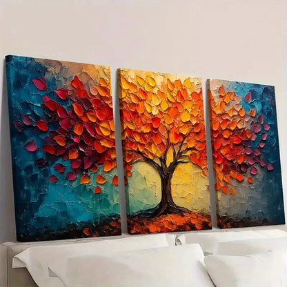 3pcs Vibrant Autumn Tree with Golden Leaves Wall Art Set Canvas Framed 40x60cm - High Quality Print 100% Australian Made Wall Canvas Ready to Hang - Bella Home Decor