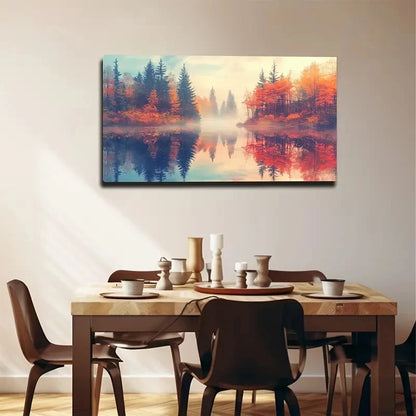 Vibrant Autumn Forest Wall Art canvas office home room framed 120x60cm