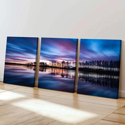 3pcs Natural Modern Lake Reflection Wall Art Set Canvas Framed 40x60cm - High Quality Print 100% Australian Made Wall Canvas Ready to Hang - Bella Home Decor