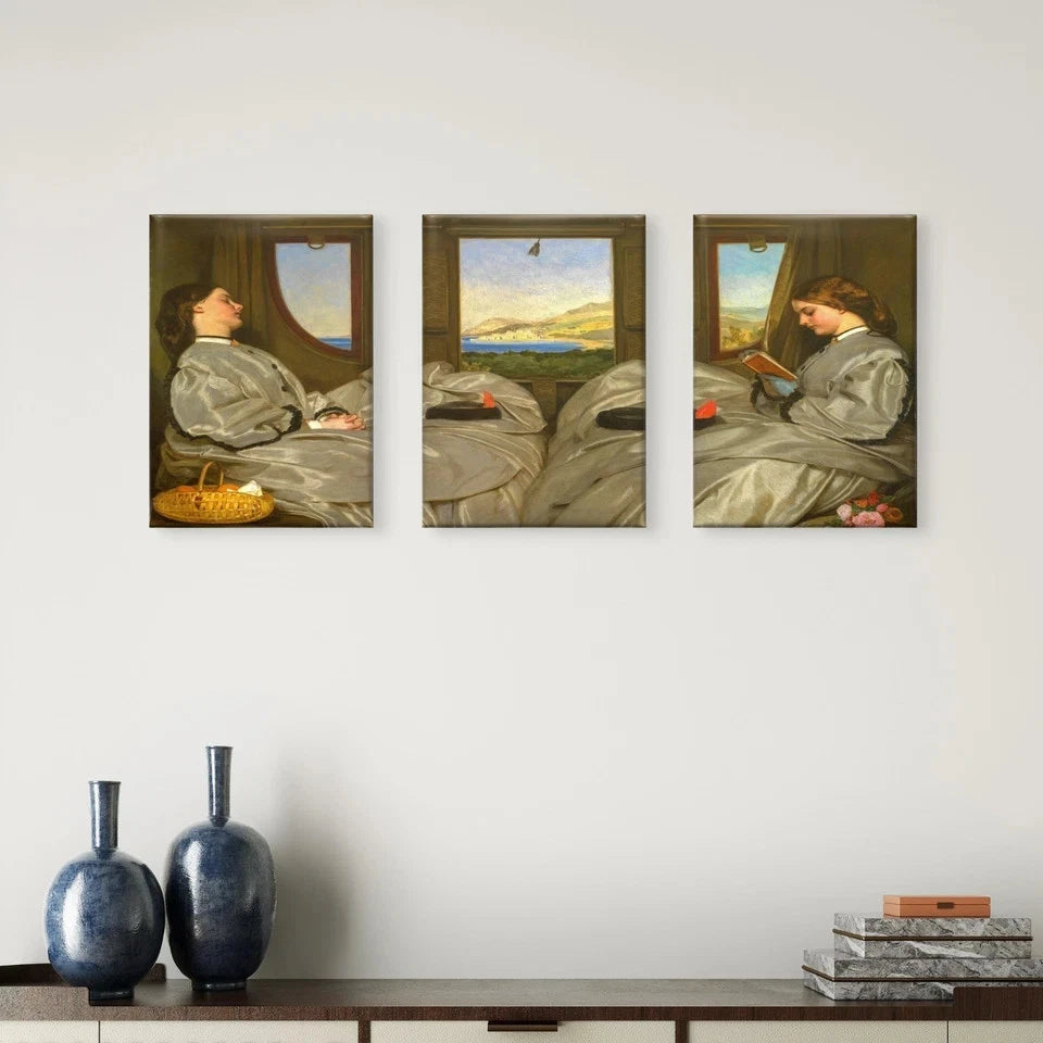 3pcs Classical Victorian Woman Antique Painting Wall Art Set Canvas Framed 50x70cm - High Quality Print 100% Australian Made Wall Canvas Ready to Hang