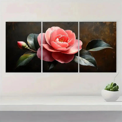 3pcs Vintage Camellia VC     Wall Art Set Canvas Framed 40x60cm - High Quality Print 100% Australian Made Wall Canvas Ready to Hang - Bella Home Decor