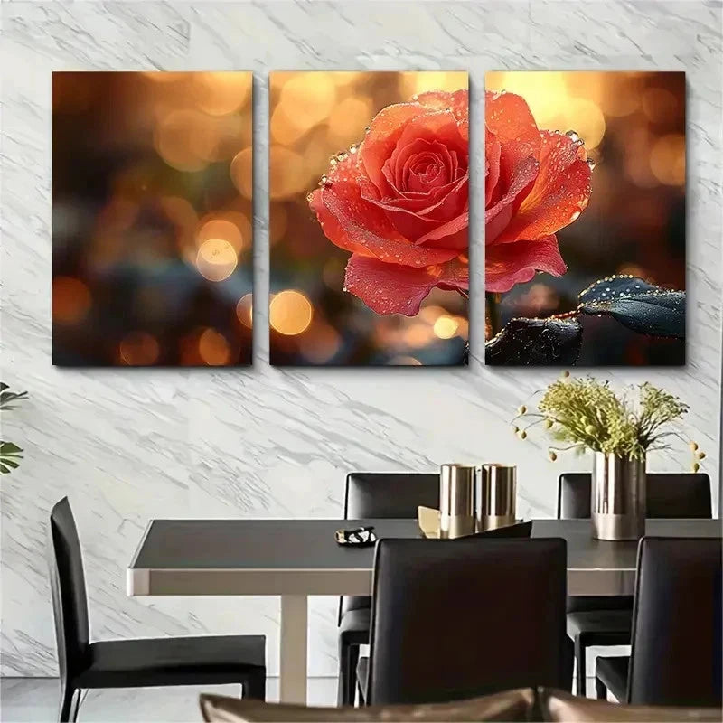 3pcs Rose LOVE Nature Beauty Perfect Wall Art Set Canvas Framed 50x70cm - High Quality Print 100% Australian Made Wall Canvas Ready to Hang