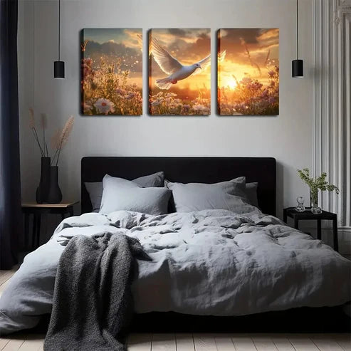 3pcs A Pigeon Spreading Beds Perfect Wall Art Canvas Unframed - High Quality Print 100% Australian Made Wall Canvas