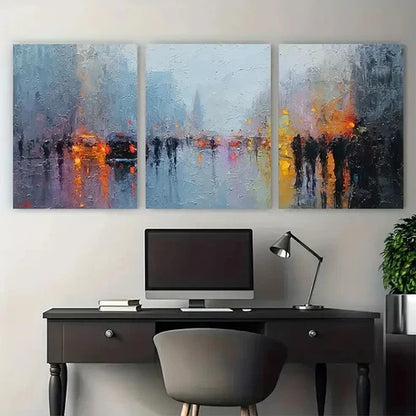 3pcs Impressionist City Street Scene Perfect Wall Art Set Canvas Framed 40x60cm - High Quality Print 100% Australian Made Wall Canvas Ready to Hang