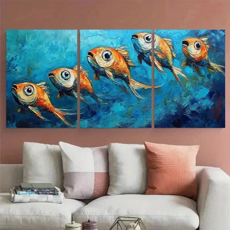 3pcs Abstract Blue Sea Boho Textured Perfect Wall Art Set Canvas Framed 40x60cm - High Quality Print 100% Australian Made Wall Canvas Ready to Hang - Bella Home Decor