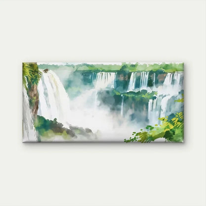 Tropical Waterfall Landscape Wall Art Canvas Office Home Room Framed 120x60cm