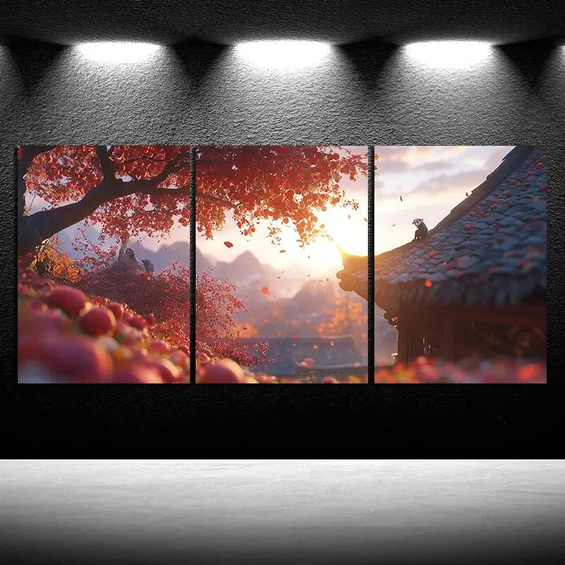 3pcs The Tree On The Eaves Modern Forest Metal Print Ready to Hang Art