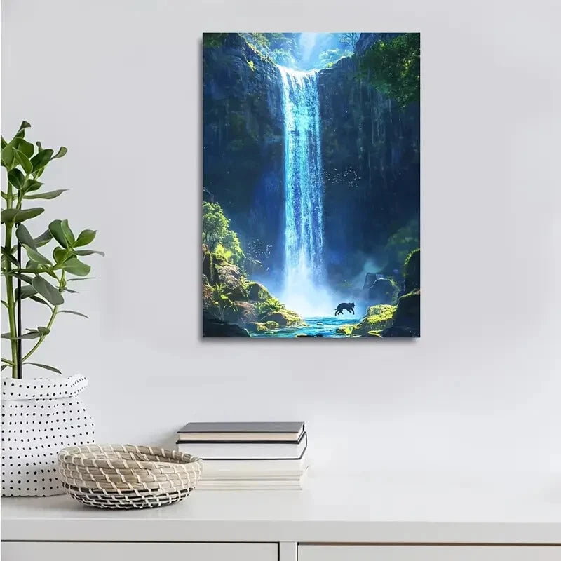 Surreal Nature Scene with Sunlight and Mist Painting 40x60cm Metal Print Ready to Hang - Bella Home Decor