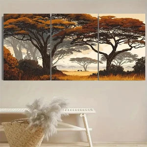 3pcs Tanzania Wildlife Landscape Wall Art Set Canvas Framed 40x60cm - High Quality Print 100% Australian Made Wall Canvas Ready to Hang