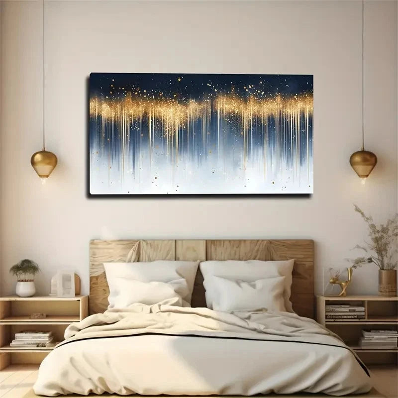 Golden Glitter Accents Gradient Wall Art Canvas Office Home Room Framed 120x60cm