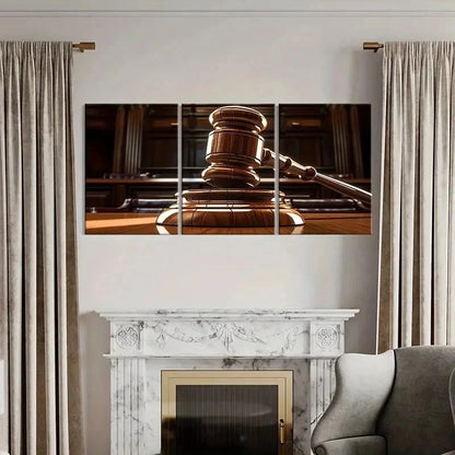 3pcs Judges Gavel Fairness Modern Wall Art Set Canvas Framed 60x90cm - High Quality Print 100% Australian Made Wall Canvas Ready to Hang