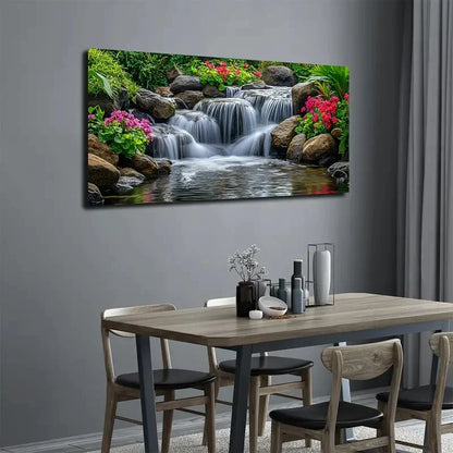 Serene Waterfall with Vibrant Wall Art canvas office home room framed 120x60cm