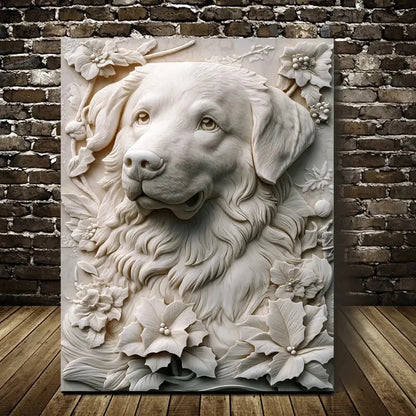 Great Pyrenees Heart Blossoms Painting 40x60cm Metal Print Ready to Hang - Bella Home Decor