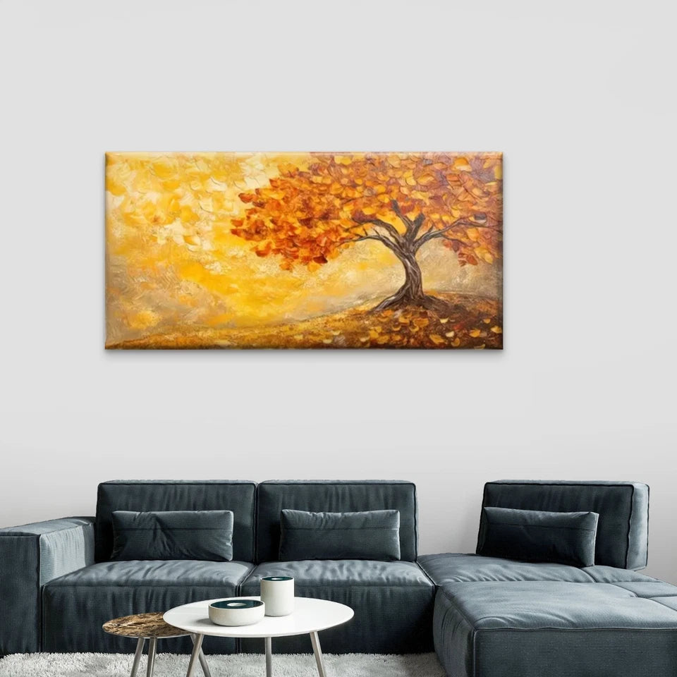 A Tree With Yellow Leaves Wall Art Canvas Office Home Room Framed 120x60cm