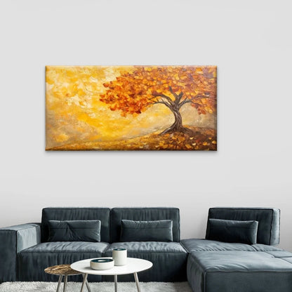 A Tree With Yellow Leaves Wall Art Canvas Office Home Room Framed 120x60cm