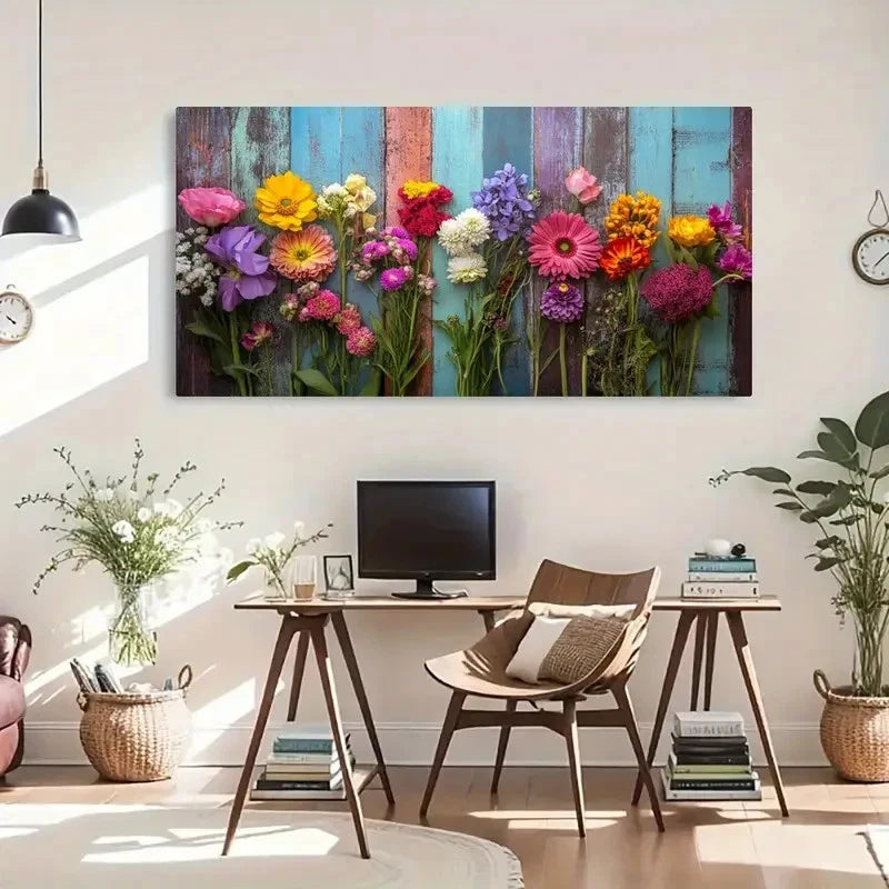 Vibrant Daisy Rose Arrangement Wall Art Canvas Office Home Room Framed 120x60cm - Bella Home Decor