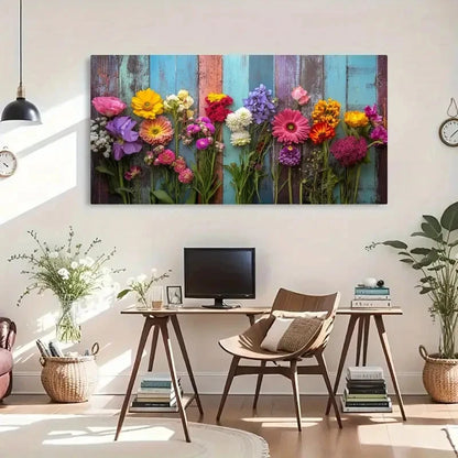 Vibrant Daisy Rose Arrangement Wall Art Canvas Office Home Room Framed 120x60cm - Bella Home Decor