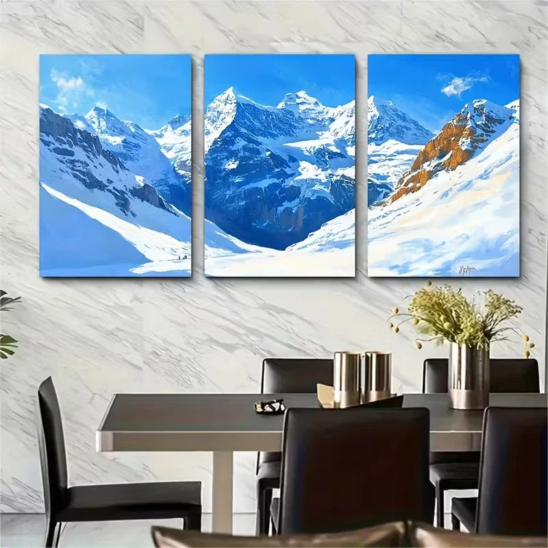 3pcs t Swiss Peaks Art Jungfrau Prints Metal Print Ready to Hang Art