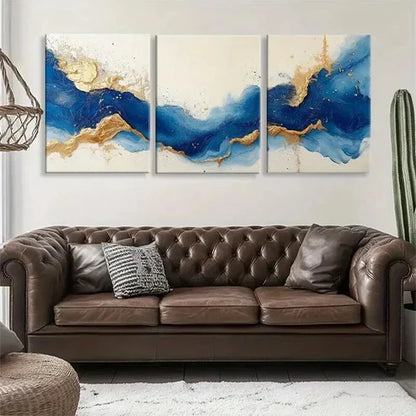3pcs Modern Contemporary Waves Design Perfect Wall Art Set Canvas Unframed - High Quality Print 100% Australian Made Wall Canvas