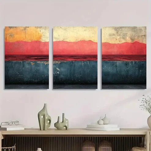 3pcs Dustin Way Abstract Illustration Wall Art Set Canvas Unframed - High Quality Print 100% Australian Made Wall Canvas - Bella Home Decor