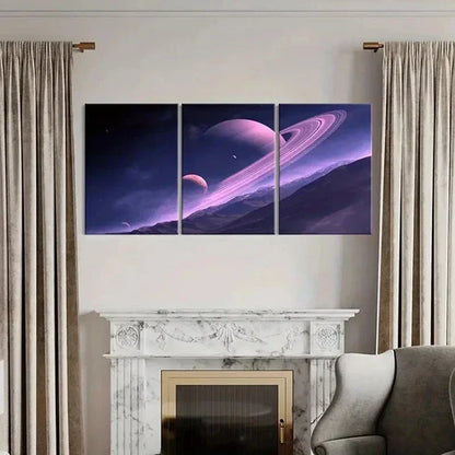 3pcs Nebula Saturn Rings & Planets Wall Art Canvas Unframed - High Quality Print 100% Australian Made Wall Canvas