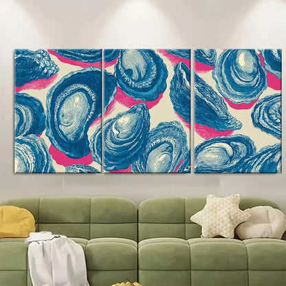 3pcs Shells Print, Abstract Coastal Art  Wall Art Set Canvas Framed 40x60cm - High Quality Print 100% Australian Made Wall Canvas Ready to Hang