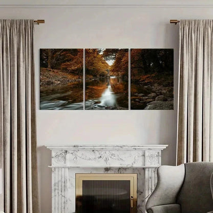 3pcs River and Trees Modern Nature Landscape Wall Art Set Canvas Framed 50x70cm - High Quality Print 100% Australian Made Wall Canvas Ready to Hang