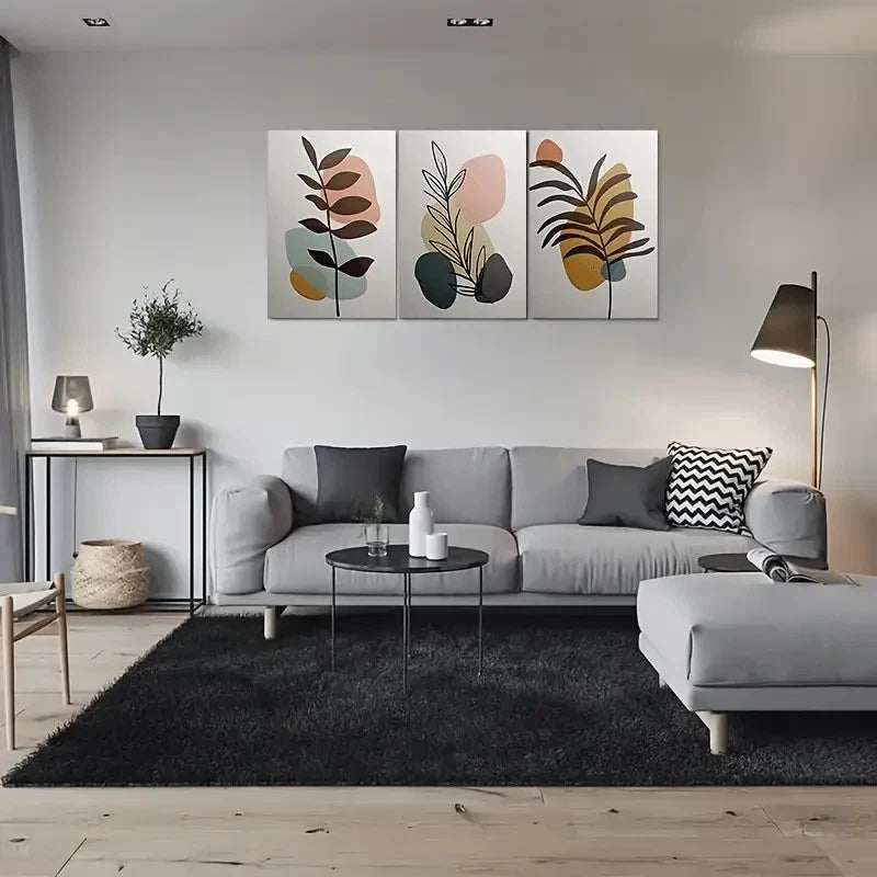 3pcs Minimalist Plant Modern Abstract Metal Print Ready to Hang Art