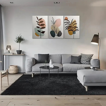 3pcs Minimalist Plant Modern Abstract Metal Print Ready to Hang Art