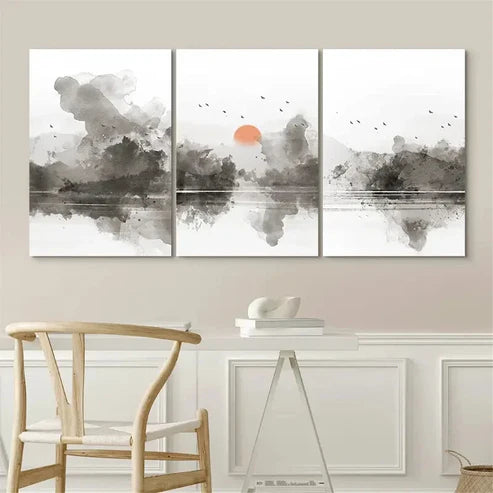 3pcs 3 Pastel Abstract Landscape Modern Wall Art Set Canvas Unframed - High Quality Print 100% Australian Made Wall Canvas