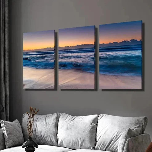 3pcs Gorgeous Beach Sunset Landscape Wall Art Canvas Unframed - High Quality Print 100% Australian Made Wall Canvas - Bella Home Decor